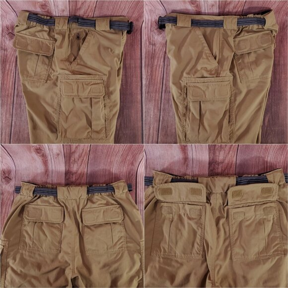 Duluth Trading Co Mens Size Large Dry on the Fly Cargo Shorts Belted Tan Nylon - Picture 5 of 11